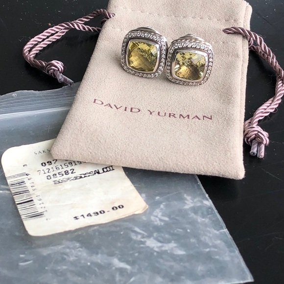 David Yurman Albion Prasiolite Diamond Earrings - Picture 1 of 9
